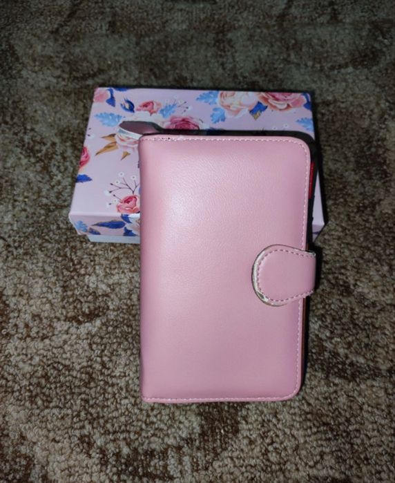 Portofel piele naturala Roz