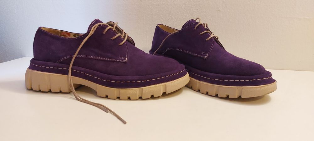 Pantofi casual noi piele intoarsa 36 mov
