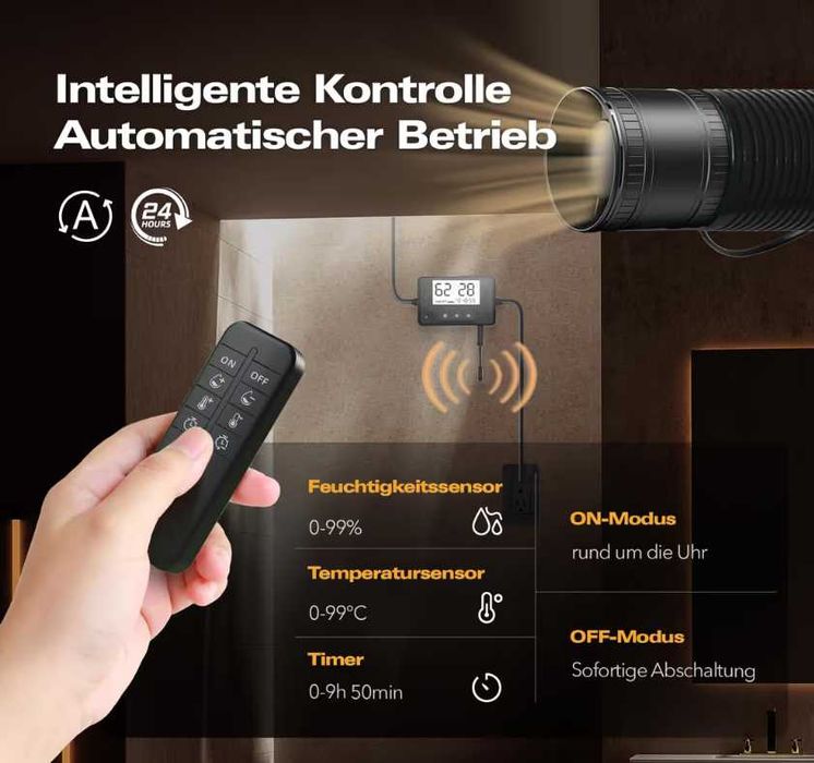 Ventilator de conductă BUMSOU de 100 mm