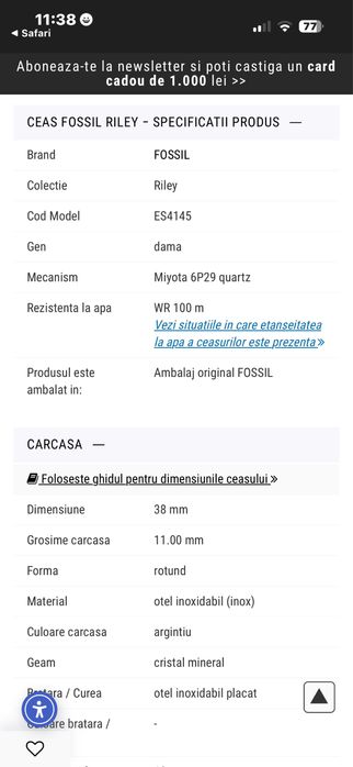 ceas dama fossil riley