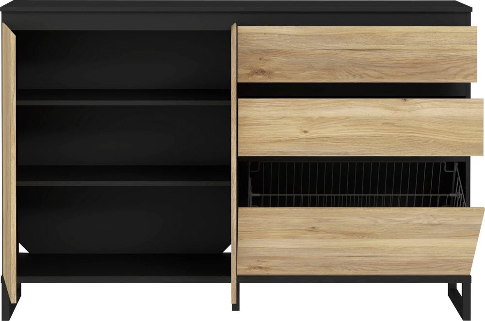 Dulap pantofi cu sertare și coș metalic, 150 cm