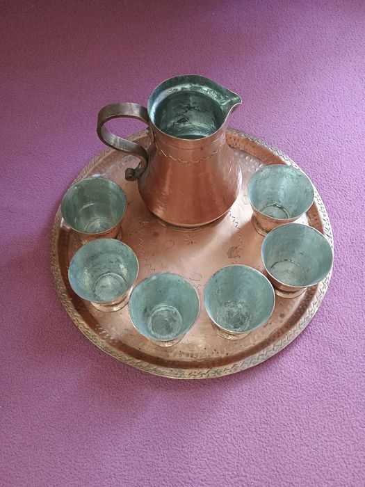 Старинен меден сервиз за греяна ракия