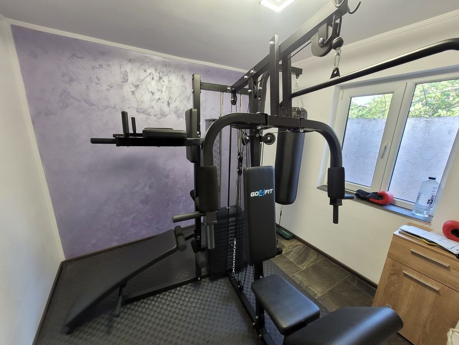 Vand aparat Aparat Multifunctional Fitness GO4FIT®, Model M200, Home Gym 4-in-1 cu Sac de Box & Banca Abdomene, Bloc Greutati 72 Kg, Suport Gantere.