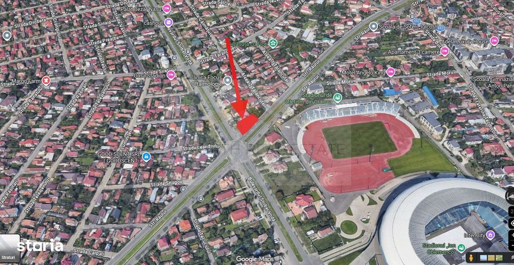 Teren 500 mp , colț stradal, vizibilitate maximă, lângă stadion – Crai