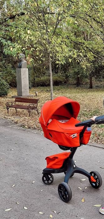 STOKKE XPLORY X +бебешки кош(цвятRuby Red)+чувалче STOKKE