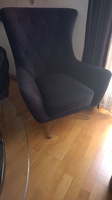 Ansamblu lux catifea inox sticla canapea fotoliu masa cafea perne ikea