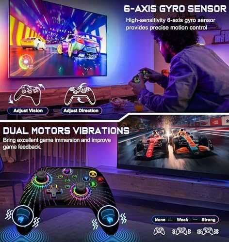 Нов Безжичен Контролер за Switch RGB Светлини Turbo и Вибрация за игри
