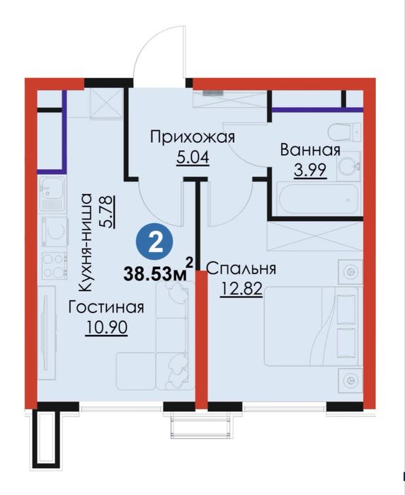 NRG 2-комн 38м² | 16 этаж | FIX 14,1 млн/м² | Ипотека