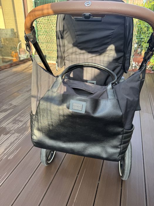 Количка Cybex Priam 4 Chrome  Brown кафява кожа+скеле на седалка