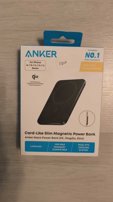 Baterie Externa MagSafe Anker Nano Power Bank 5K MagGo Slim Qi2 15W Sigilata / NOUA