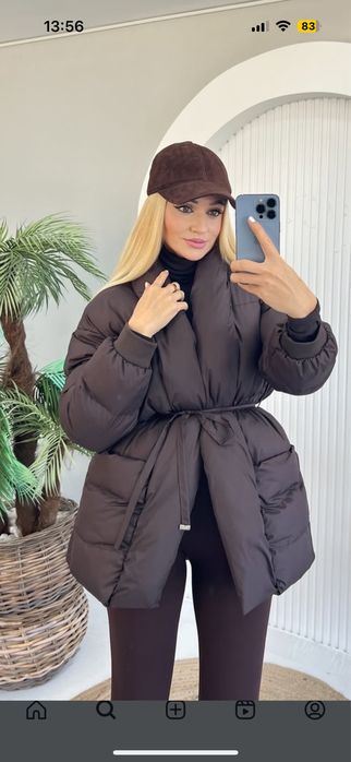 яке с връзки в цвят кафяв