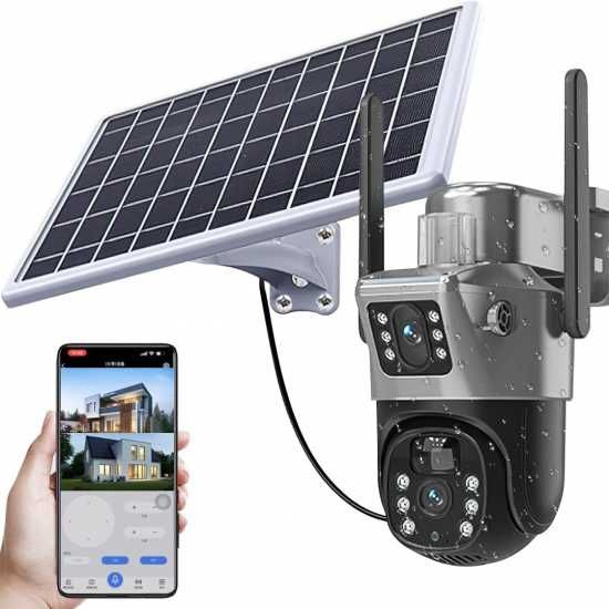 Camera Supraveghere 4G panou solar 2 camere 6MP card 128Gb inclus