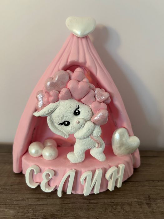 Персонализирана детска лампа със зайче.