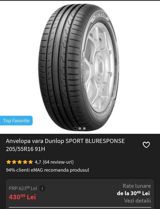 Anvelope Dunlop 205 55 16  / dot 17