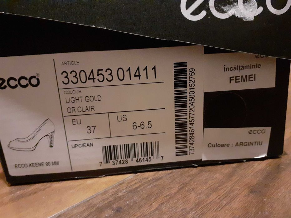 Pantofi ECCO Aurii (Light Gold)