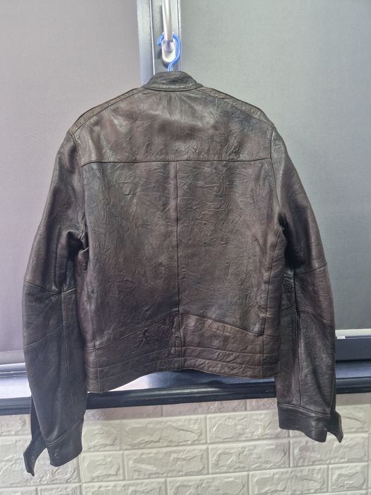 Noua ! Geacă Biker din Piele Naturală Premium - Vera Pelle Italia (Măr