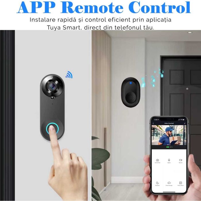 Sonerie video smart HEXAR WiFi 1080P – Tuya, PIR și difuzor