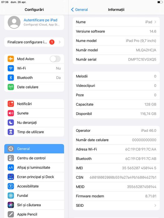Apple Ipad pro 128 GB  WiFi + SIM + husa Tucano noua