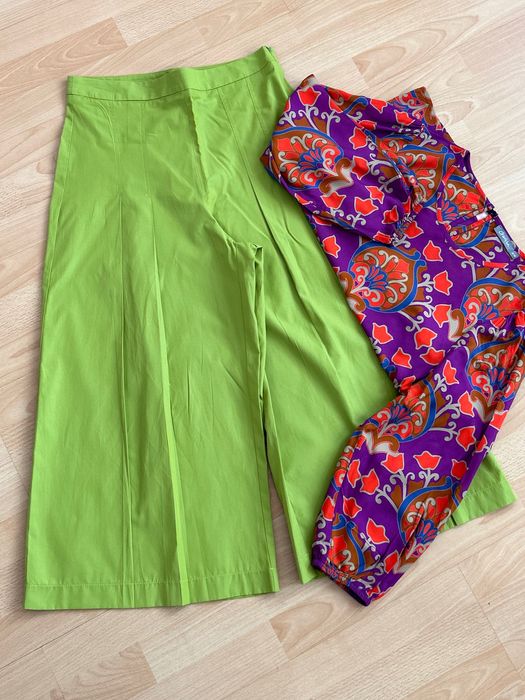 Страхотен сет от широк зелен панталон и цветна туника Geisha