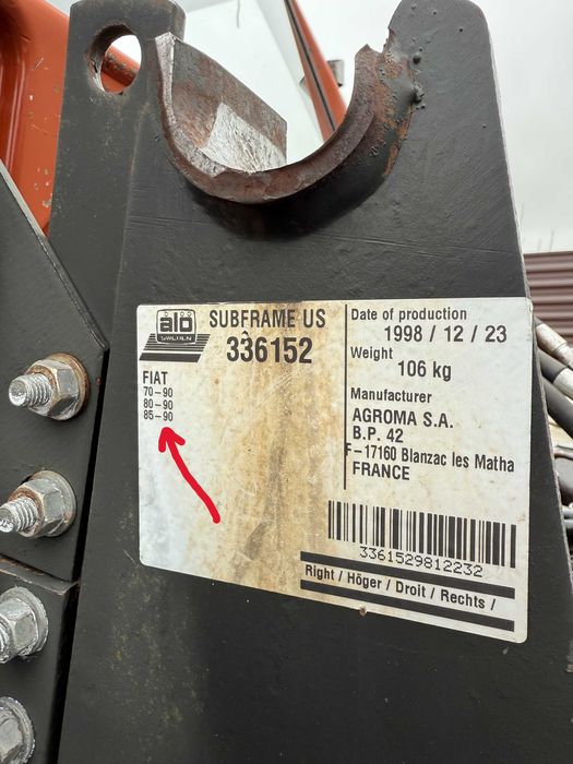 Incarcator Frontal +suporti pentru tractor Fiat 80 90 Fiat 70 90 82 94