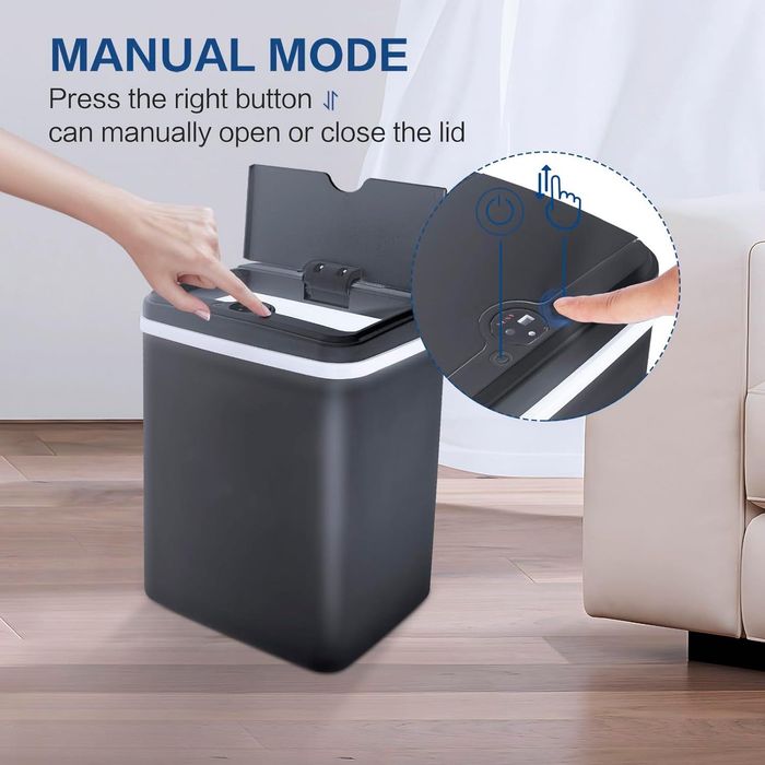 Кош за отпадъци с сензор за вдигане на капака за кухня и баня