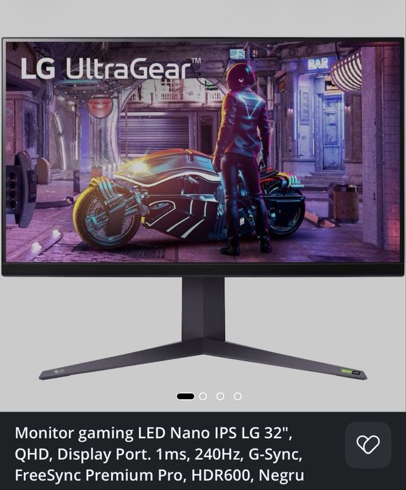 Monitor LG UltraGear 32” QHD Nano IPS 240Hz – stare impecabilă