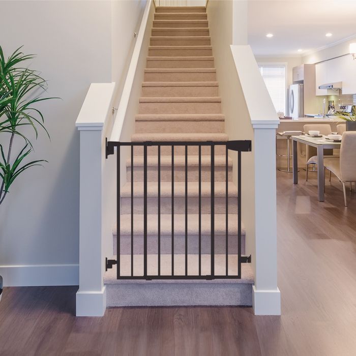 Poartă de siguranță reglabilă pentru scări/ușă, negru GUARDIAN 1
