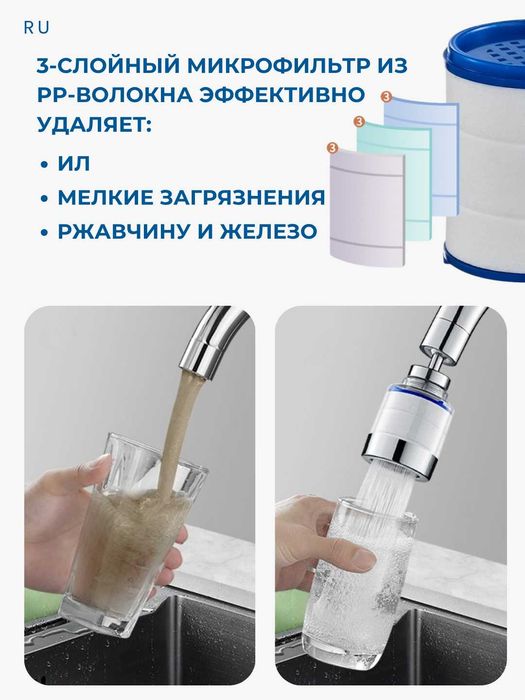 Фильтр на кран CleanSpace, аэратор, насадка, для любых смесителей
