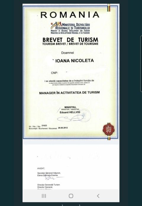 Închiriez brevet turism