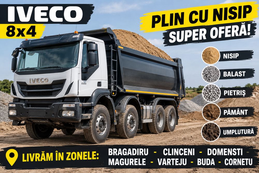Super pret - Nisip/balast/pietris/piatra drum/piatra 16/32 de parcare (bragadiru-varteju-Clinceni,Domnesti,Teghes,ordoreanu,ciorogarla,