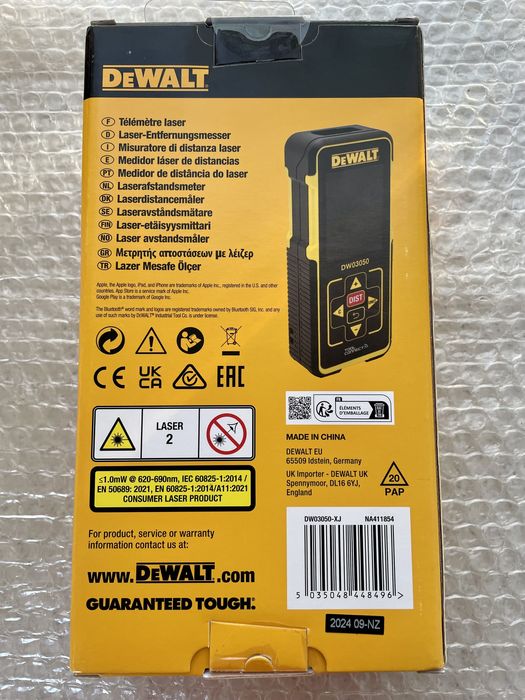 DeWALT DW03050-XJ XR. Telemetru Laser 50m. Original, Nou.