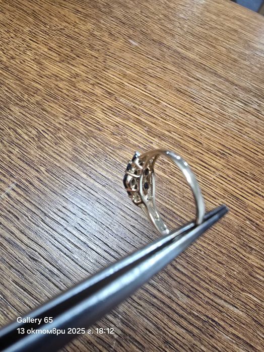 Дамски Златен Пръстен - Сапфири и Диаманти