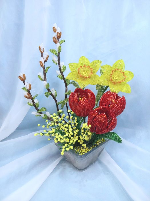 Денежное дерево из бисера ручная работа