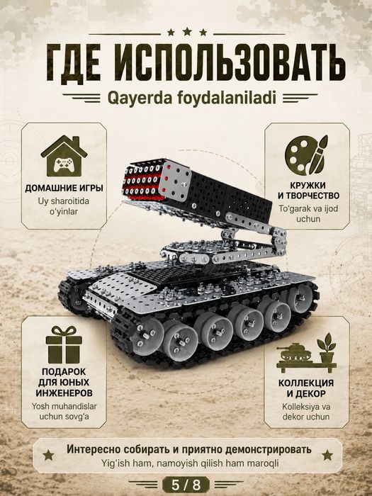 Конструктор металлический 3D РСЗО, реактивная система залпового огня