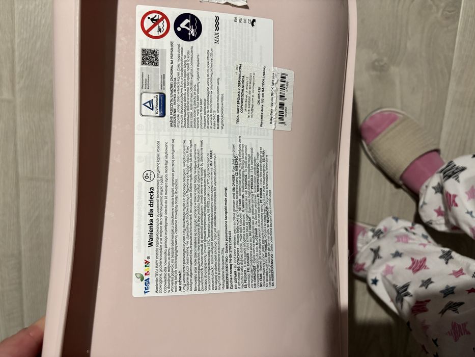 Cadita de baie roz cu termometru
