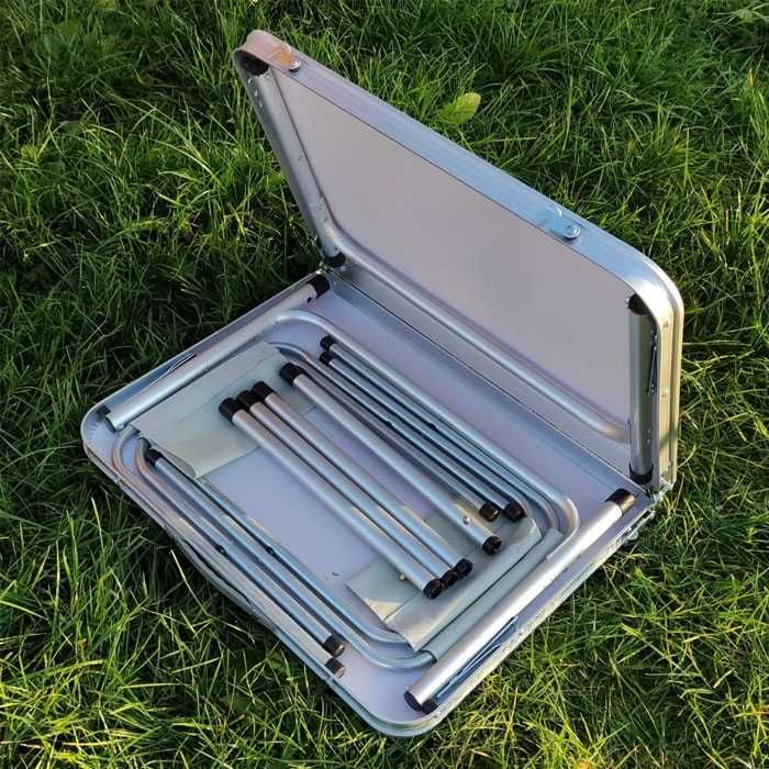 Метална Сгъваема Къмпинг Маса С Столове, За Риболов, За Плаж, За Дома