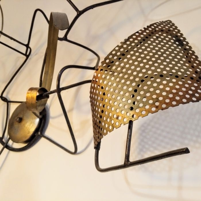 Aplica vintage / corp iluminat fier forjat si sticla Murano