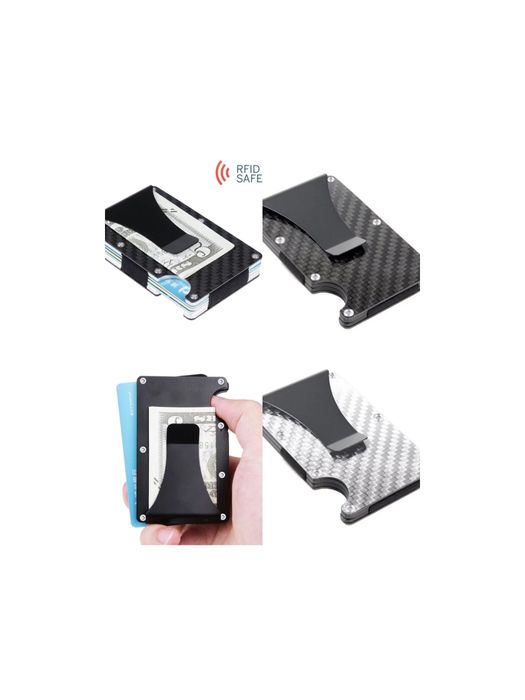 Калъф за Документи карбонови с щипка за пари портмоне