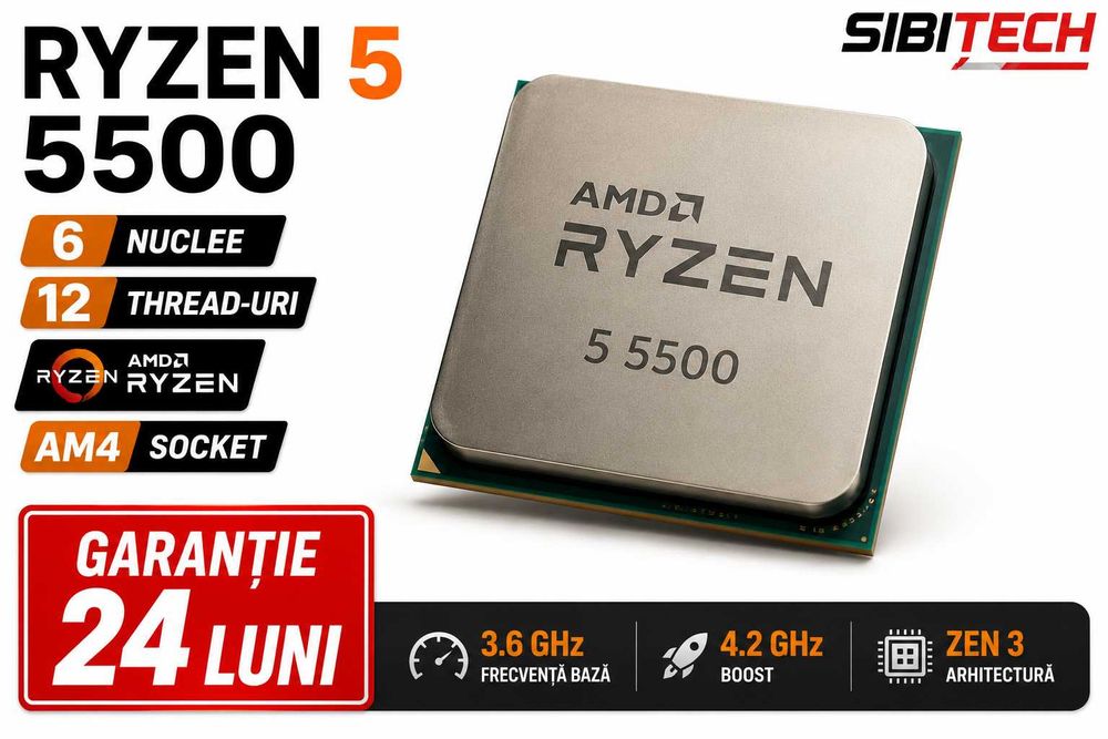 AMD Ryzen 5 5500 6 Nuclee 12 Thread-uri AM4 Nou Garantie