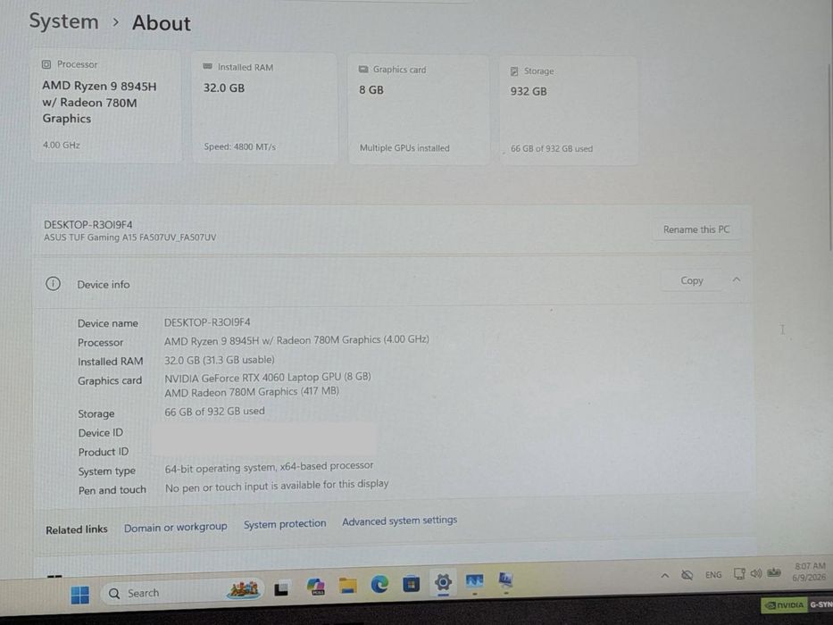32 RAM DDR5, Ryzen 9, RTX 4060, 1TB SSD