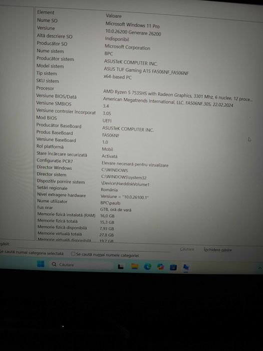 Vând laptop ASUS TUF gaming a15