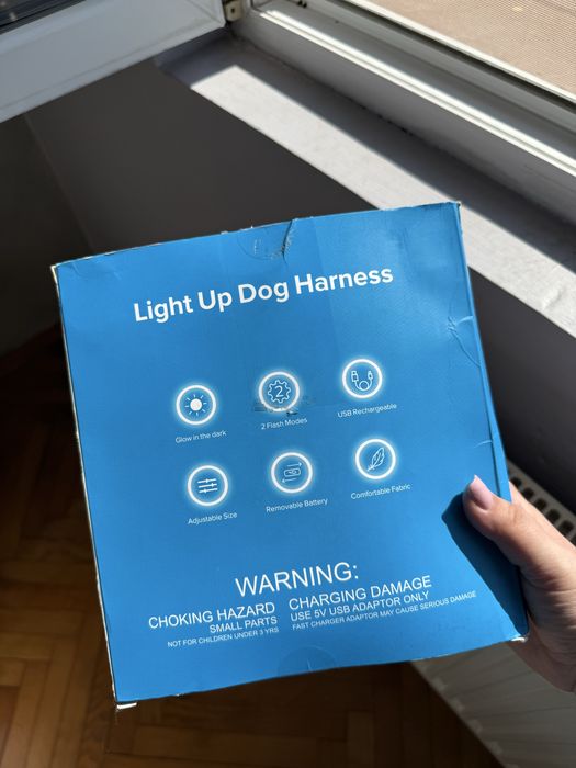 Светещ нагръдник за куче (Light Up Dog Harness) – LED, USB зареждане