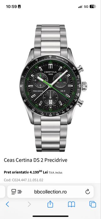 CEAS CERTINA DS 2 Precidrive Mecanism ETA