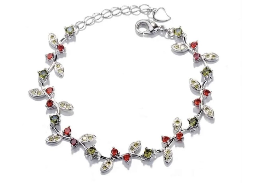 Сребърна гривна с кубичен цирконий — вдъхновена от природата