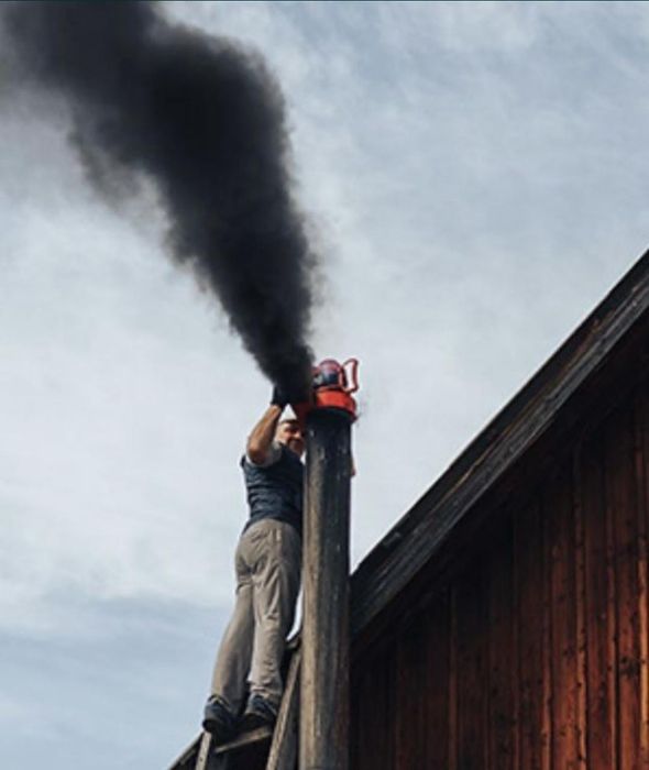 Чистка дымаходов вытяжной пушкой