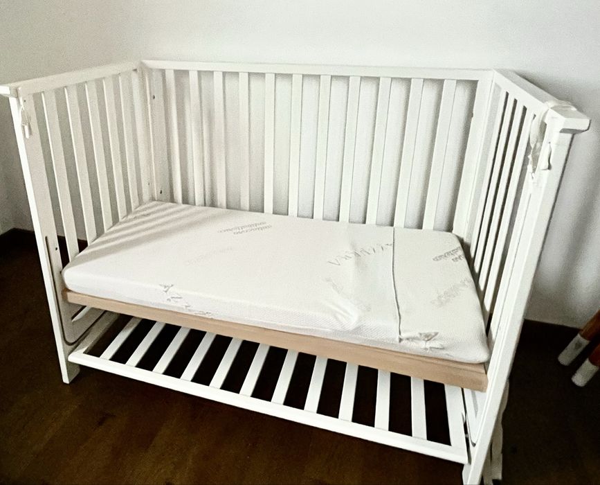 Patut Cosleeping Contact Art cu 2 laterale culisante Azzurra Design 3 in 1 cu saltea si suport antireflux, 116x62