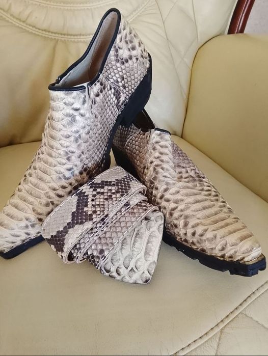 Обувь и ремень  из натуральной кожи питона