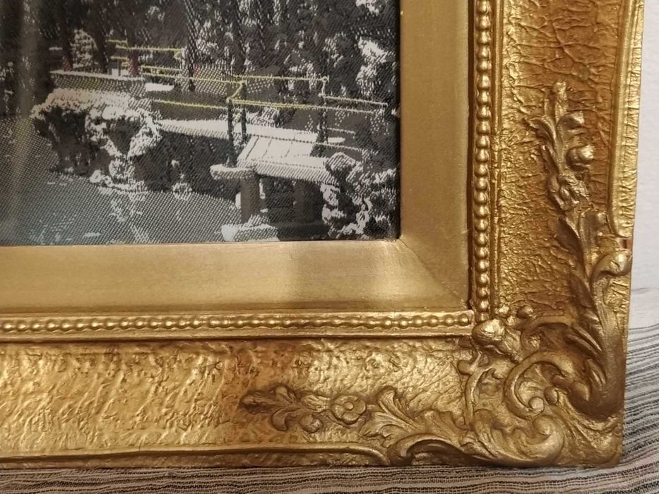 Винтидж машинен гоблен Хангжу, картина пейзаж, тъкана върху коприна