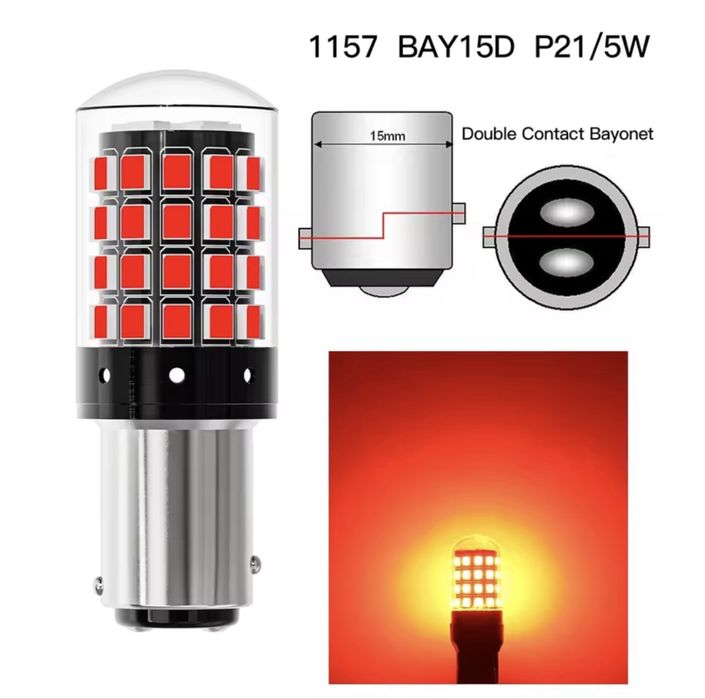 Set Becuri Led P21/5W Rosu pentru stop frana si pozitie