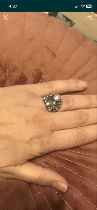 Сребърна гривна с перли и пръстен